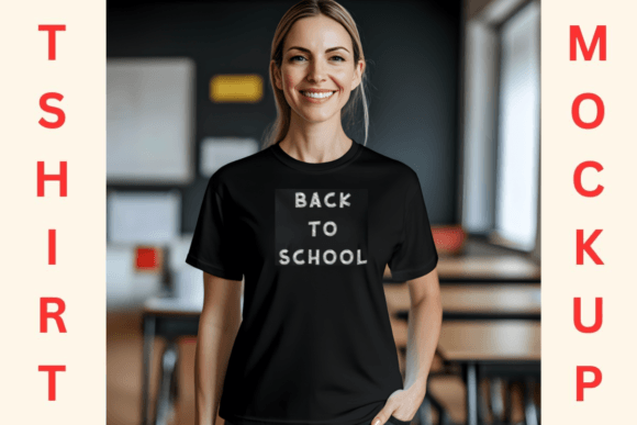 Back to School Tshirt Mockup Female PNG