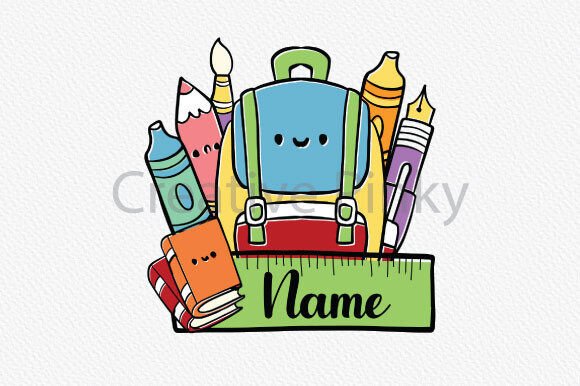 Custom Name Backpack Back to School PNG
