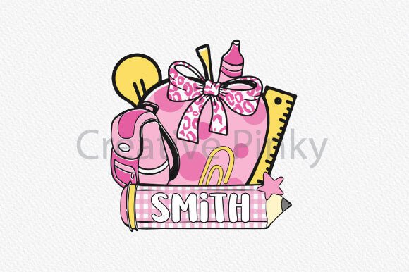 Custom Name Pink Back to School PNG – Editable File for T-Shirts, Mugs & More