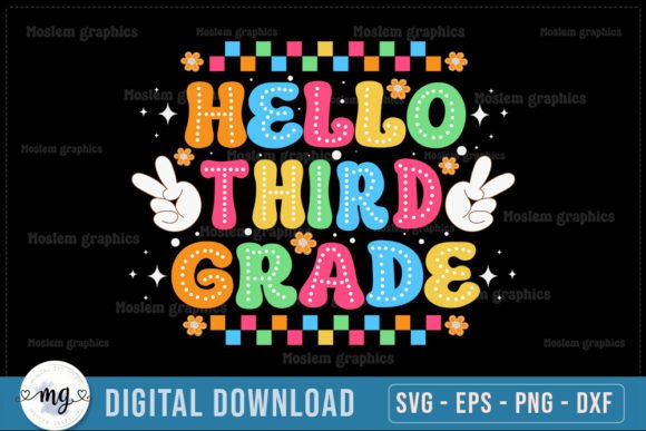 Hello Third Grade Back to School Quote SVG Design
