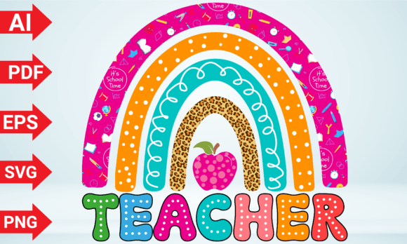 Teacher Rainbow Back to School Dots: A Versatile Design for Merchandise Creation